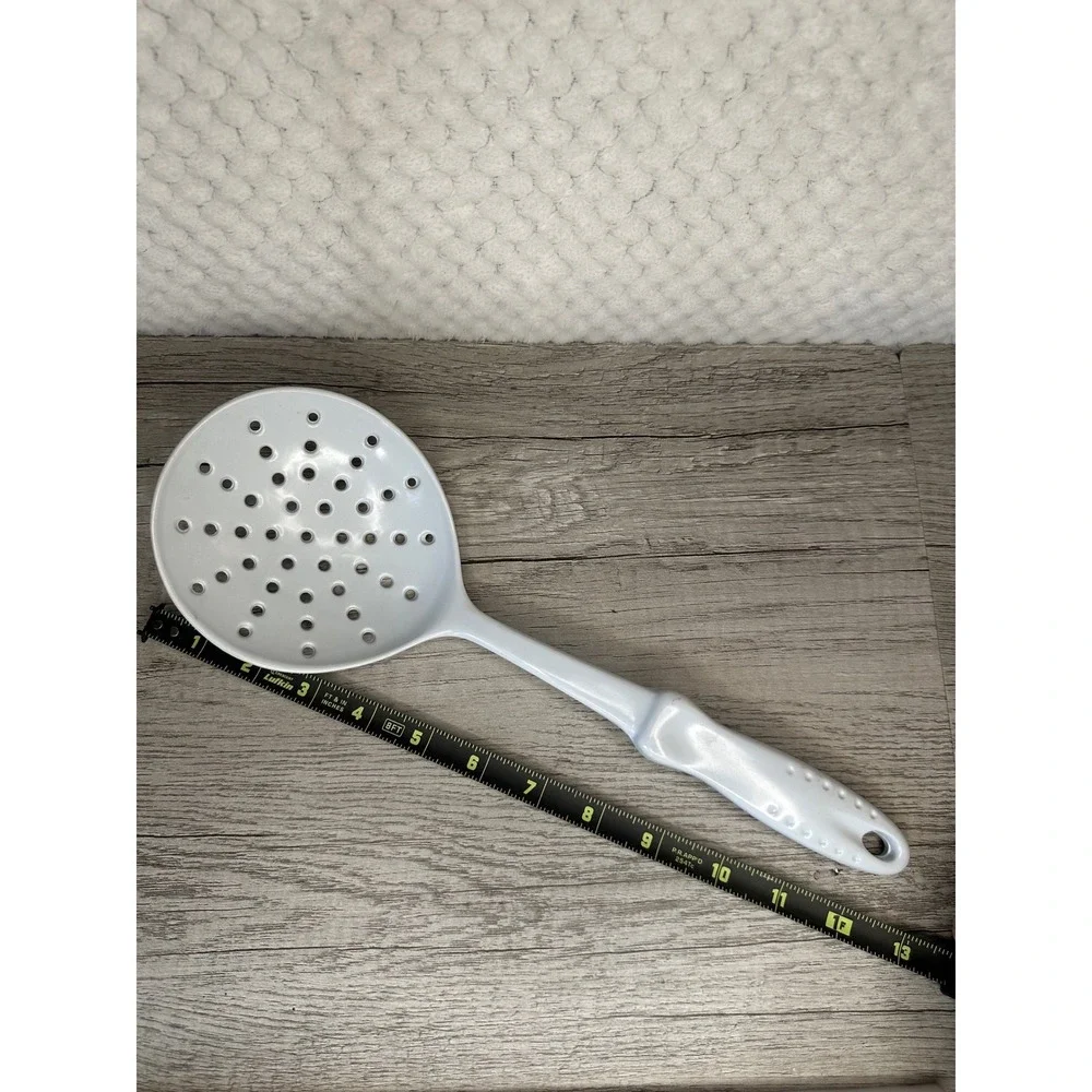 White Melamine Slotted Spoon Skimmer Straining‎ Ladle 12.5 Inch Kitchen Utensil